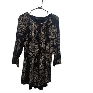 Lucky Brand Tunic Top Shirt Womens Plus Size 2X Stretch 3/4 Sleeve Boho Earthy